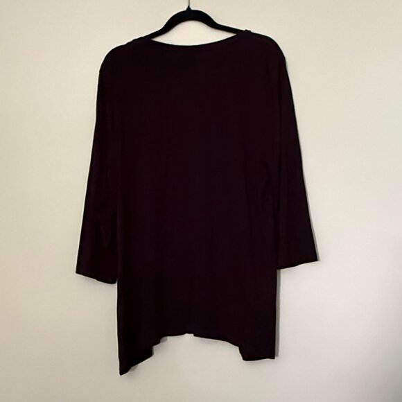 Embellished 3/4 Sleeve Round Neck Tunic Black Size XL - Picture 3 of 4